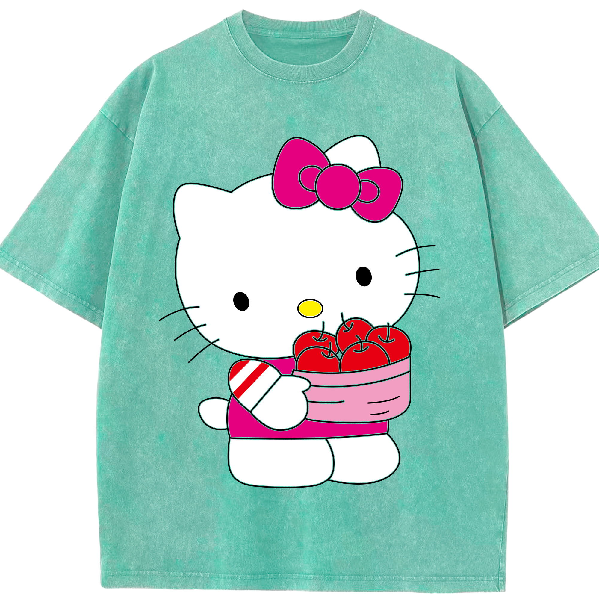 （画像用） Hello Kitty ハローキティ 綿100% ヴィンテージ風 半袖Tシャツ（フロントプリント）